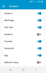 Screenshot of the NodeRed Dashboard interface on my phone.