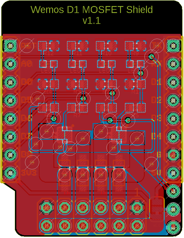 Wemos D1 Mini MOSFET Shield 4ch v1.1 Board